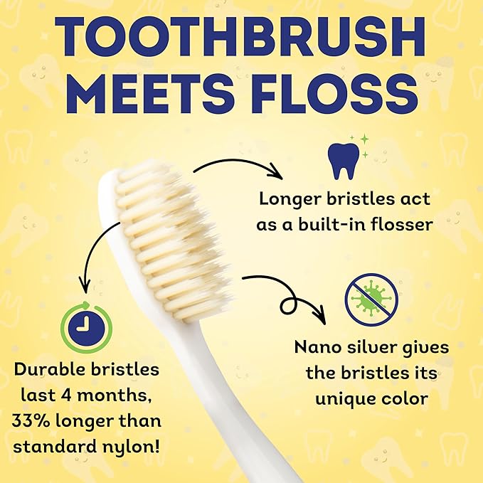 MOUTHWATCHERS Soft Kids Toothbrush, 2 Pack, Manual Flossing Toothbrush, Ultra Clean, Pink Childrens Toothbrushes, by Dr. Plotka's