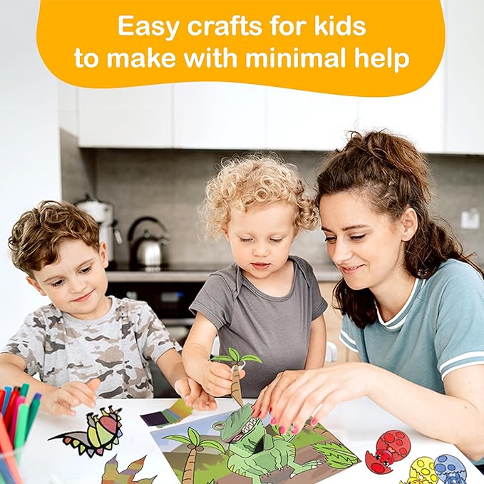 Craftikit® 20 Award-Winning Dinosaur Crafts for Kids - Award-Winning All-Inclusive Fun Toddler Arts and Crafts Box for Kids, Dinosaur Crafts for Toddlers Ages 3-5, Organized Toddler Craft Kit