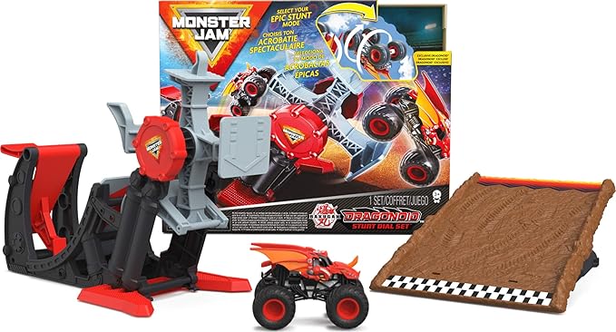 Monster Jam, Official Bakugan Dragonoid Stunt Dial Playset with Exclusive 1:64 Scale Dragonoid Die-Cast Monster Truck