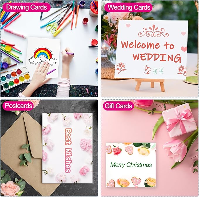 PATIKIL 50 Sets Pure Cotton Watercolor Cards 140lb/300 GSM Postcards with Envelopes for Art Painting Creative Thank Notes, 5x7 Inch