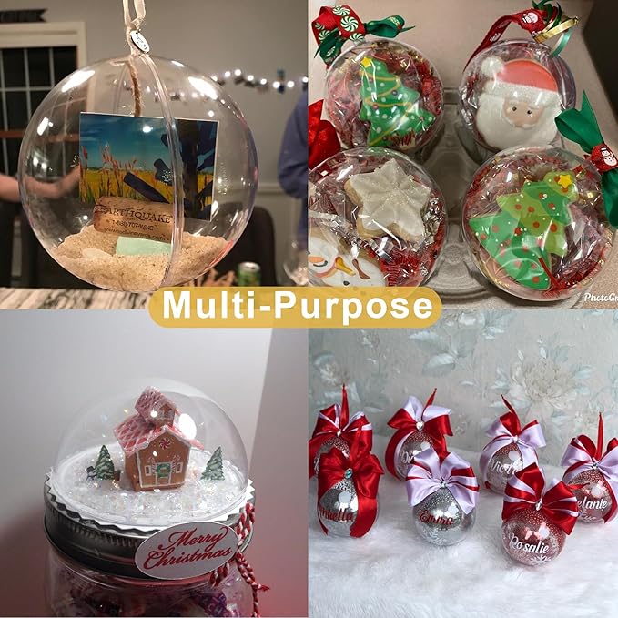 Clear Christmas Ornaments,Pack of 10 Individual 80mm Clear Plastic Ornaments for Crafts by S SEEKINGTAG
