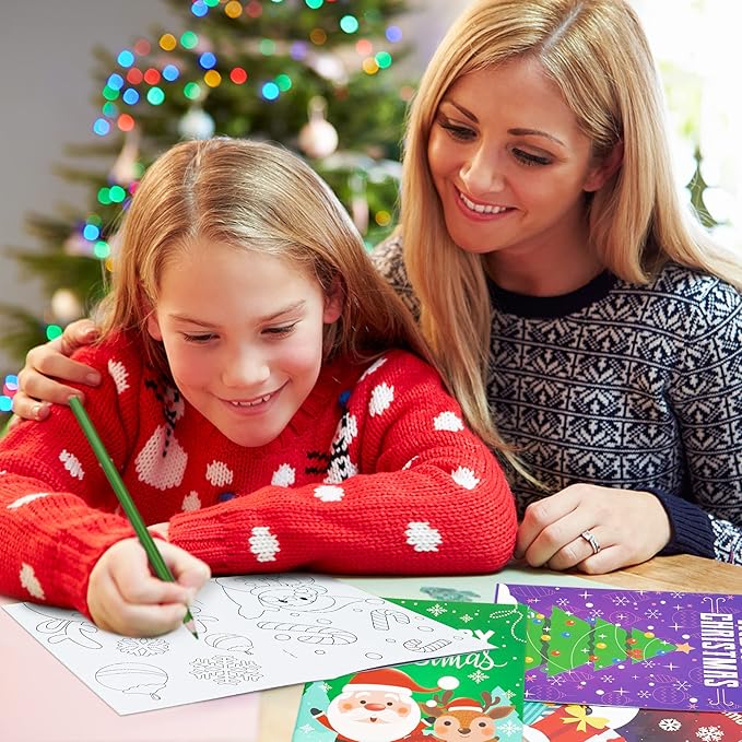 Dvbonike 24Pcs Christmas Coloring Books Including Santa Christmas Tree Snowman Reindeer Ginger Man Merry Christmas Birthday Party Favors Gifts Xmas Home School Activity Supplies for Kids Boys Girls