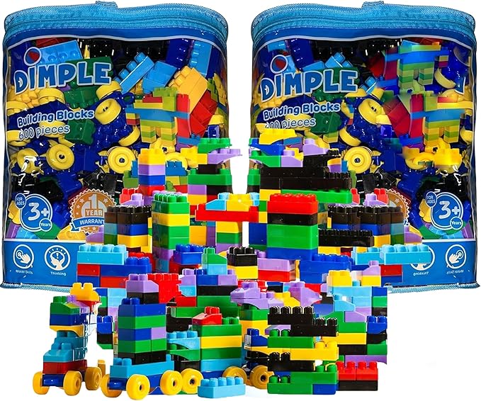 Dimple Large Blocks for Toddlers/Kids Stackable, Multi-Colored, Interlocking Toys Safe, Non-Toxic Plastic Bright Colors, Waterproof Boys and Girls Age 3 + (1200 Pieces)