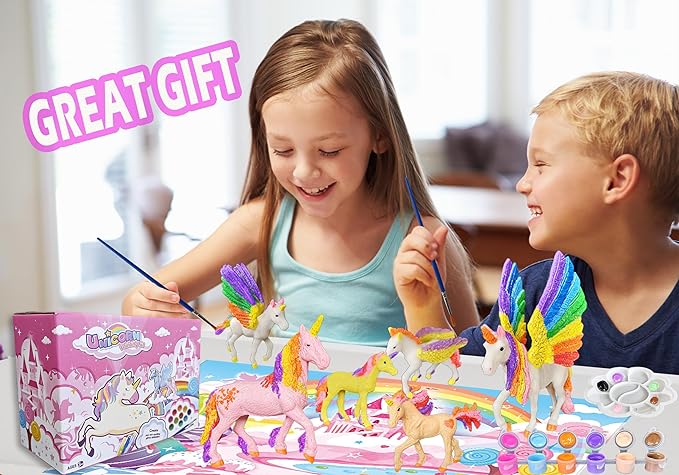 Yileqi Unicorn Painting Kit - Paint Craft for Girls, Arts and Crafts for Kids Age 4-9 - DIY Unicorn Party Favors and Activities