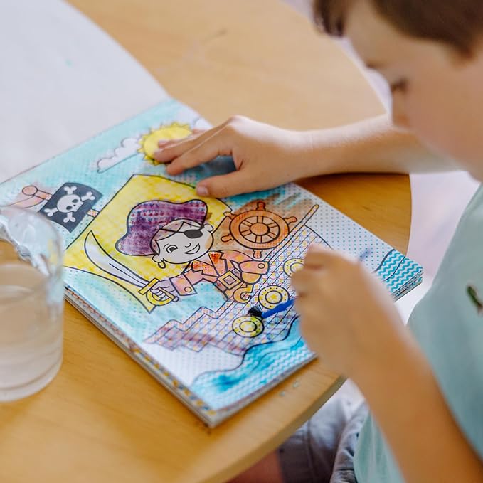 Melissa & Doug My First Paint With Water Kids' Art Pad With Paintbrush - Pirates, Space, Construction, and More