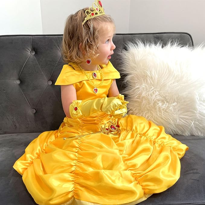 Princess Costume Dresses for Girls Costumes Halloween Cosplay Birthday Outfit Yellow