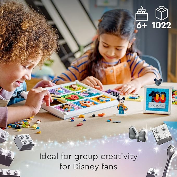 LEGO Disney Classic 100 Years of Disney Animation Icons 43221 Buildable Disney Toy with Mickey Mouse Minifigure, Classic Disney Wall Art, Fun Toys for Kids Ages 6+