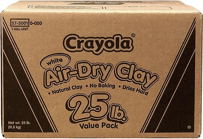 Crayola Air Dry Clay for Kids - White, Modeling Clay for Kids, Arts & Crafts, School Supplies, Teacher Classroom Must Have, 25lb