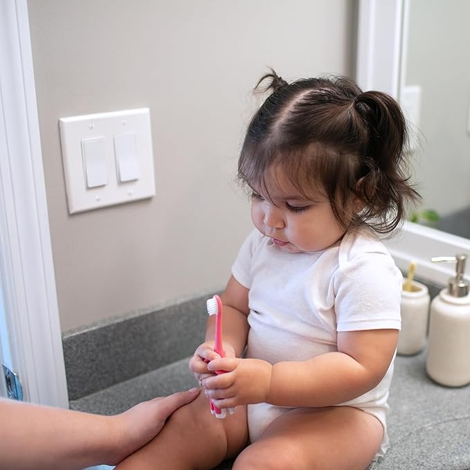 Dr. Brown's Infant-to-Toddler Training Toothbrush, Soft for Baby's First Teeth, Pink Elephant, 0-3 Years (Colors/Styles May Vary)