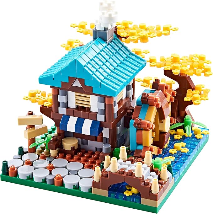 Autumn Architecture Flower Treehouse Micro Blocks Building Sets for Adults Tree and Plants Mini Bricks Modle Kit Creative DIY Gift for Kids.