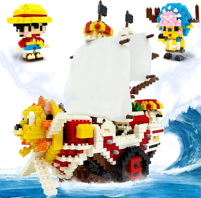 BEEGO One Piece Anime Building Kit Set, Thousand Sunny Ship Blocks Compatible with lego Featuring 2 Figures Luffy-Chopper, One Piece Merch Pirate Boat DIY Micro Brick Ideal Gift for Fans, Kid(2247PCS)