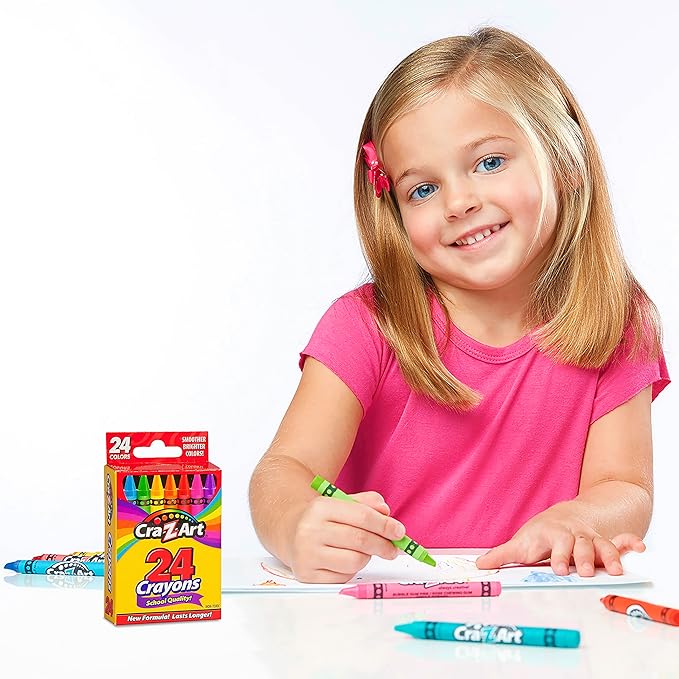 Cra-Z-Art Crayons Bulk Pack School Supplies, 24 Count Crayon Box Pack of 48 Individual Crayon Boxes