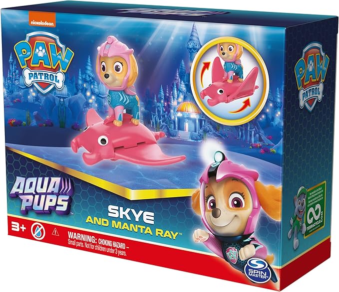 PAW Patrol, Aqua Pups Skye and Manta Ray Action Figures Set, Kids Toys for Ages 3 and up