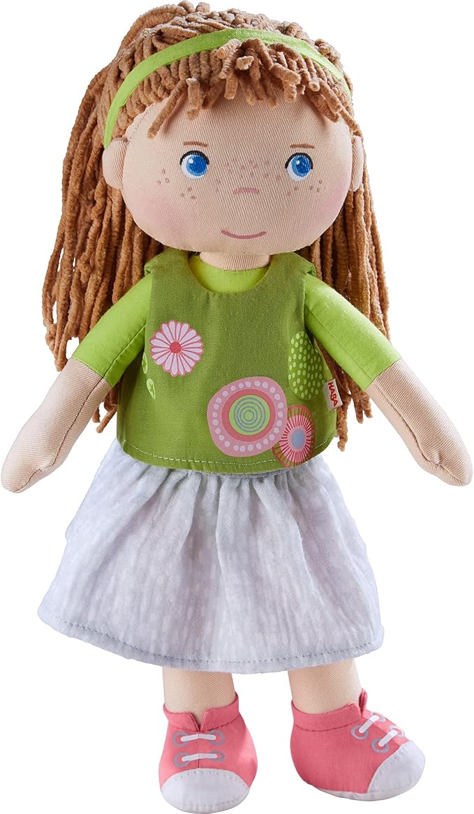 HABA Hedda - 12" Soft Doll with Brown Hair, Blue Eyes and Embroidered Face for Ages 18 Months and Up