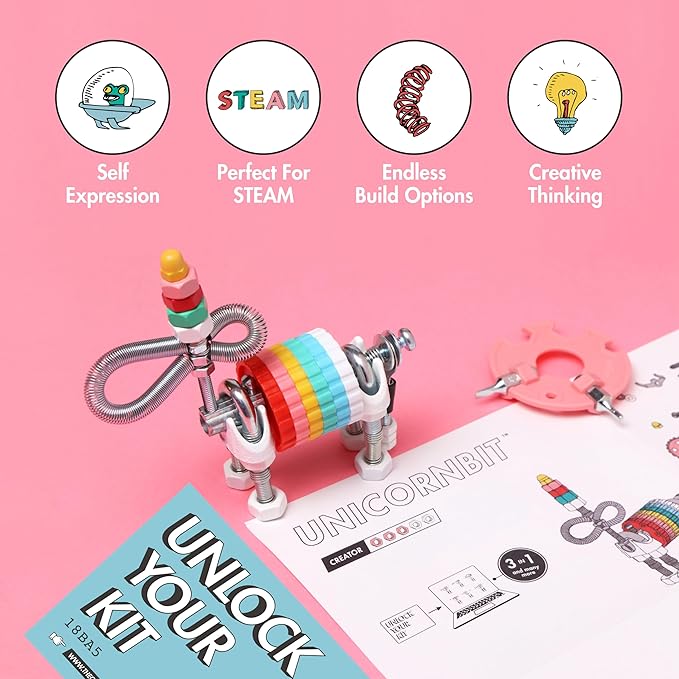 Unicorn Robot Stem Building Toys, Educational Build Your Own Robot Toy for Kids 6 7 8 9+ Year Old Girls Boys, Stem Toys Engineering Kit, Construction Toys Steam Gifts for Kids