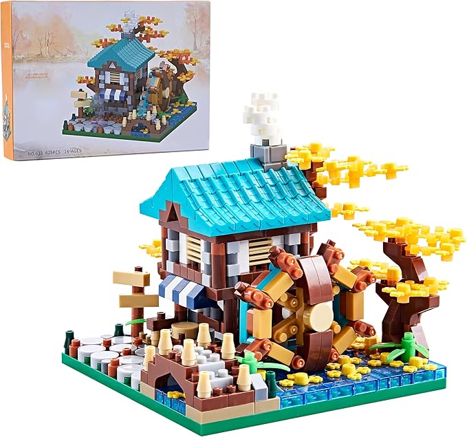 Autumn Architecture Flower Treehouse Micro Blocks Building Sets for Adults Tree and Plants Mini Bricks Modle Kit Creative DIY Gift for Kids.