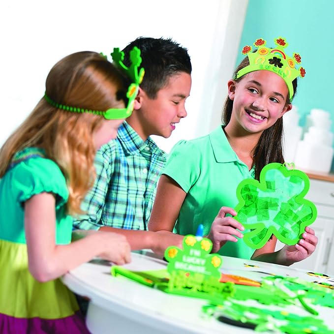 Do It Yourself Foam Shamrock Crown Kit - Makes 12 - Crafts for Kids and Fun Home Activities
