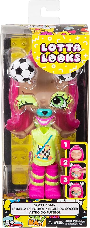 Mattel Lotta Looks Soccer Star Mood Pack with 8 to 9 Plug and Play Pieces in a Playful Sports Theme