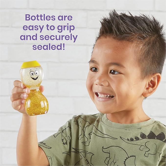 hand2mind Express Your Feelings Sensory Bottles- Primary Emotions, Toddler Sensory Toys, Quiet Fidget Toys, Play Therapy Toys, Calm Down Corner Supplies, Calming Corner, Social Emotional Learning
