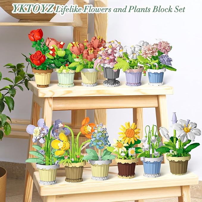 Flowers and Plant Building Set,(2531 Pcs) 12 Kinds Flowers Botanical Bonsai Building Set for Adults, Kids, Girls, Idea Gifts for Mother's Day, Birthdays, Creative Building Block Toys Decor for Home