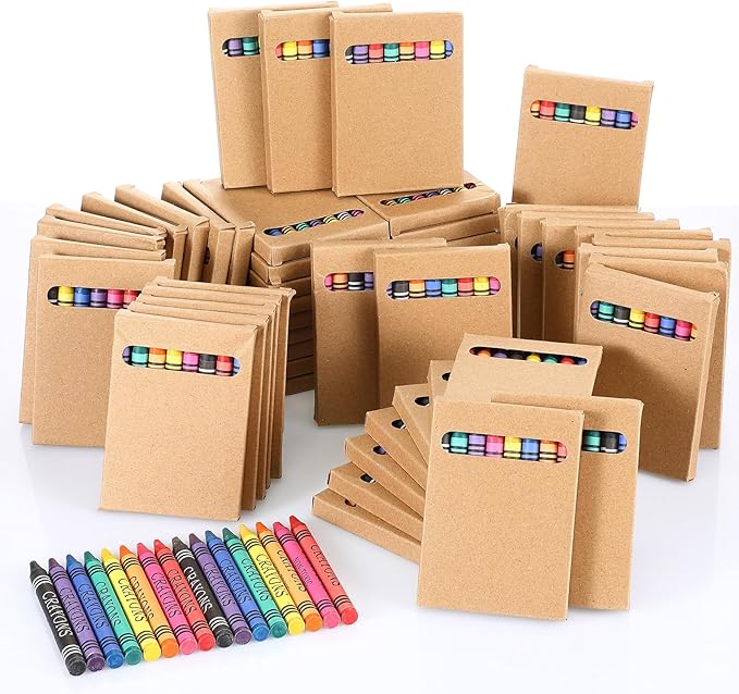 Crayons Bulk 8 Different Color Crayon Wrapped Wax Mini Boxes Bulk Party Favors Packs for Classroom Home Birthdays School Teachers(10 Packs)