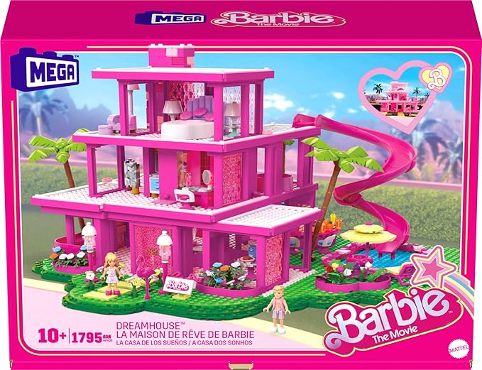 Mega Barbie The Movie Building Toys Set, DreamHouse Replica with 1795 Pieces, 4 Figures and Accessories, for Adults & Fans