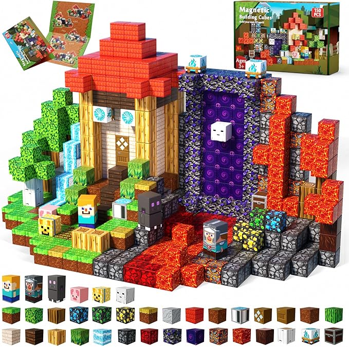 Magnetic Blocks - 150PCS Magnetic Building Blocks Toys Forest Portal Magnetic Cubes - Magnetic Toys for Montessori Toddler Birthday Gifts -STEM Construction Toys for Kids Ages 3+ for Boy & Girl