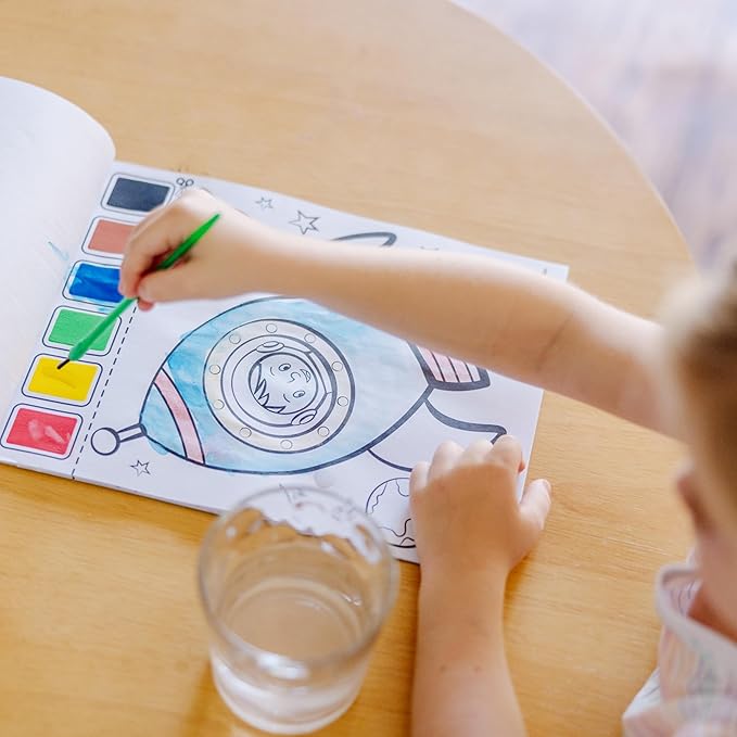 Melissa & Doug Paint With Water - Vehicles, 20 Perforated Pages With Spillproof Palettes