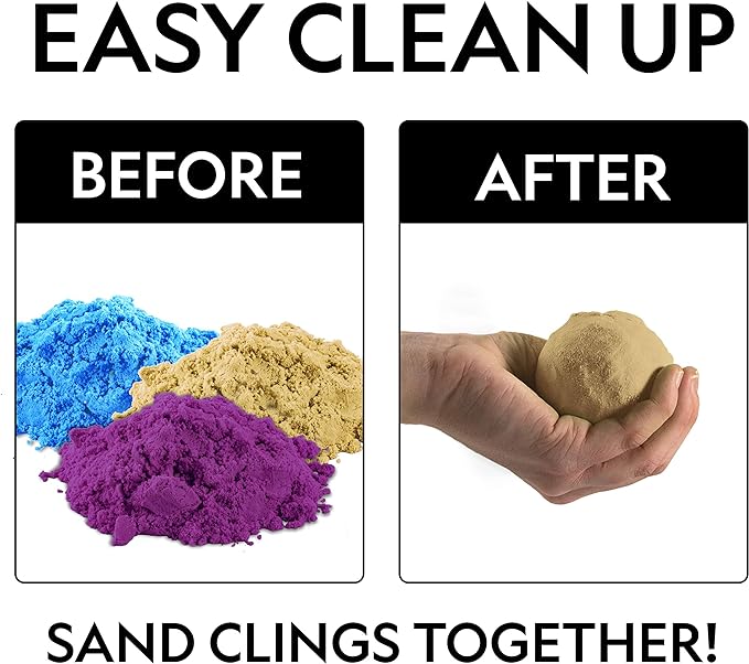 National Geographic 6 Lb. Moon Sand Combo Pack - 2 Lbs. Each of Blue, Purple and Natural Play Sand with Castle Molds - A Fun No Mess Sensory Activity, Kids Fake Sand Play Set (Amazon Exclusive)
