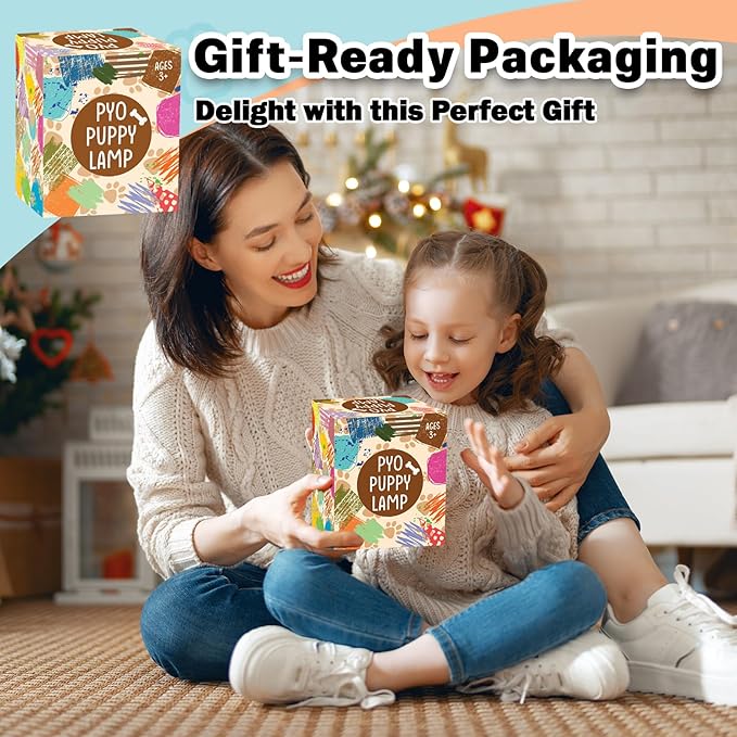Paint Your Own Dog Lamp Kit - Arts and Crafts Supplies Puppy Painting Kits for Kids Teens Adults, DIY Night Light Toy for Toddler Girl Boy Ages 3 4 5 6 7 8 9 10 11 12 13+ Birthday Easter Holiday Gift