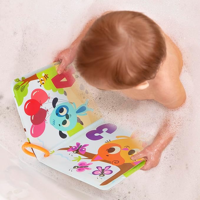 B. toys – Bath Book & Boat – Color Changing Bath Squirter & Pull-String Boat – Colors & Numbers – Convenient Travel Clip – 10 Months + – Tub Time Book + Pull & Go Rider