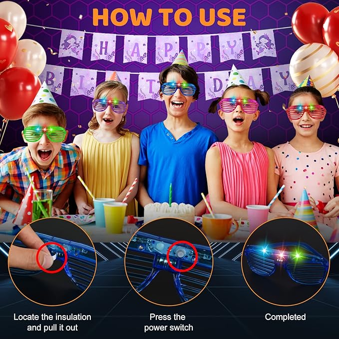 84 PCS LED Glow Glasses, Glow in The Dark Party Supplies 2025 for Kids/Adults, Light Up Glasses for Rave Party,Wedding, Birthday, Concert, New Year, Carnival