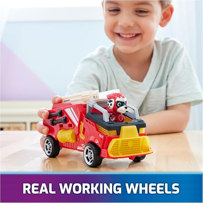Paw Patrol: The Mighty Movie, Firetruck Toy with Marshall Mighty Pups Action Figure, Lights and Sounds, Kids Toys for Boys & Girls 3+