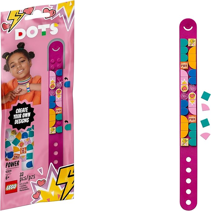 LEGO DOTS Power Bracelet 41919 DIY Creative Craft Kit for Kids Who Like Creative Gifts and Designing Bracelets, Makes an Excellent Gift (33 Pieces)
