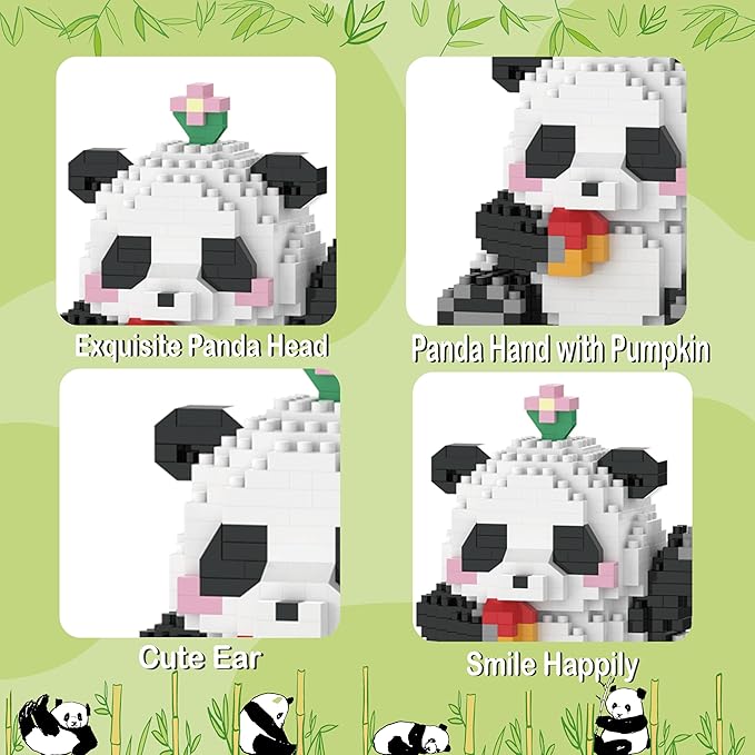 Mini Building Blocks- Waving Panda, Party Favors- Micro Blocks Panda Toy for Kids 6 7 8 9 10+, Mini Blocks Building Sets for Adults, Easter/Birthday for Boys and Girls(538PCS)