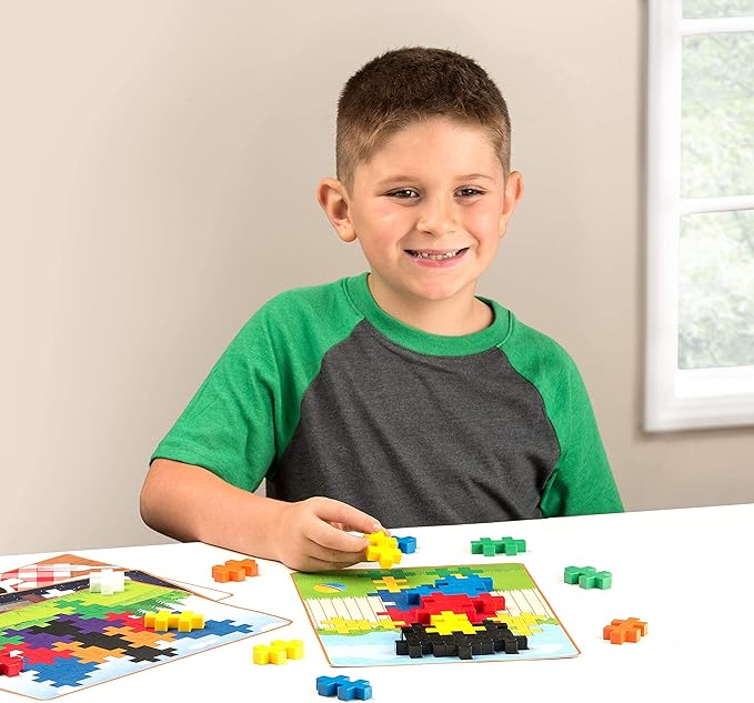 PLUS PLUS - BIG - BIG Picture Puzzles, Basic Color Mix - Construction Building Stem Toy, Interlocking Large Puzzle Blocks for Toddlers and Preschool