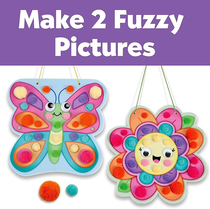 Creativity for Kids Pom Pom Pictures: Garden - Butterfly and Flower - Toddler Crafts, Sensory Toys Age 3-4+, Small