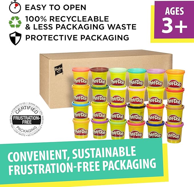 Play-Doh Modeling Compound 24-Pack Case of Colors, Non-Toxic, 3 Oz Cans of Assort. Colors, Back to School Classroom Supplies, Preschool Toys, Ages 2+ (Amazon Exclusive)
