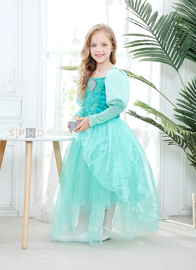Dressy Daisy Girls Princess Dress Up Costume Mermaid Halloween Xmas Birthday Parties Long Sleeve Size 6X-8 Green