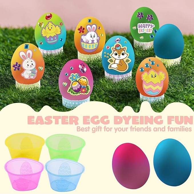 Klever Kits 20Pcs DIY Easter Egg Decorating Kit, Dye Kit with Gradient Color Tablets, Stands, Stickers for Party Favor, Creativity Activity, Hunt, Gift