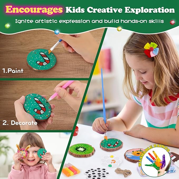 Glow in The Dark Wood Painting Kit - Arts and Crafts for Kids Ages 5-12, Gifts for Girls Boys Birthday Christmas, Girls Toys 5 6 7 8 9 10 11 12 Year Old, Art Supplies Party Activities