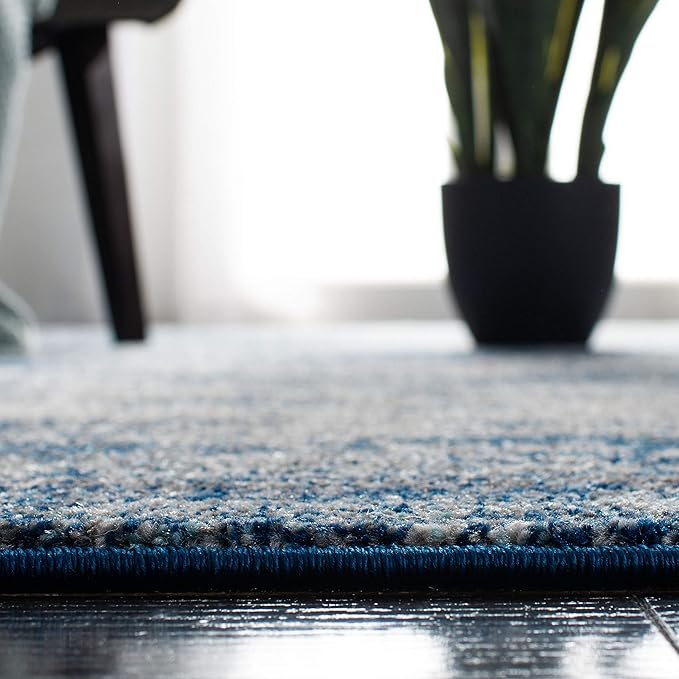 SAFAVIEH Evoke Collection 3' Square Navy/Ivory EVK272A Modern Abstract Non-Shedding Living Room Bedroom Accent Rug