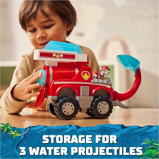 PAW Patrol Jungle Pups, Marshall Elephant Firetruck with Projectile Launcher, Toy Truck with Action Figure, Kids Toys for Boys & Girls Ages 3 and Up