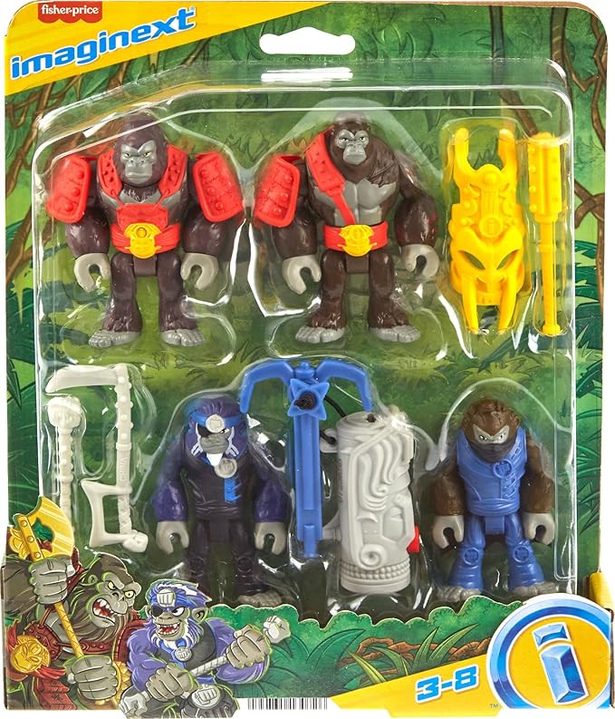 Fisher-Price Imaginext Preschool Toys Boss Level Army Pack 9-Piece Monkey & Gorilla Figure Set for Pretend Play Ages 3+ Years