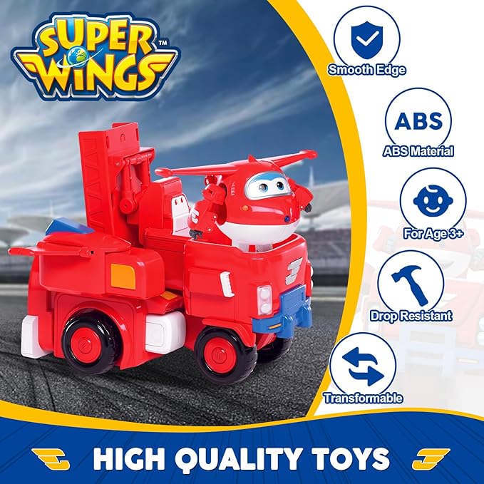 Super Wings 14" Transforming Jett's Super Robot Airplane | Action Figure | Ages 3-5 | Birthday Gift | Lights & Sounds