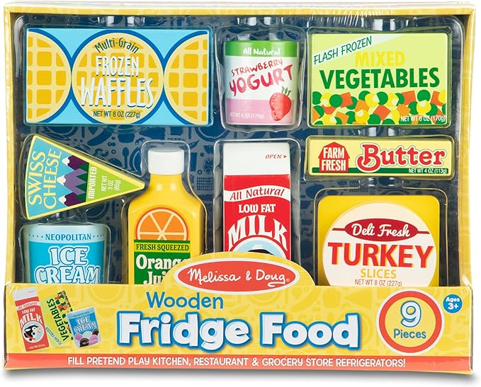 Melissa & Doug Fridge Food Wooden Play Food Set (9 pcs)