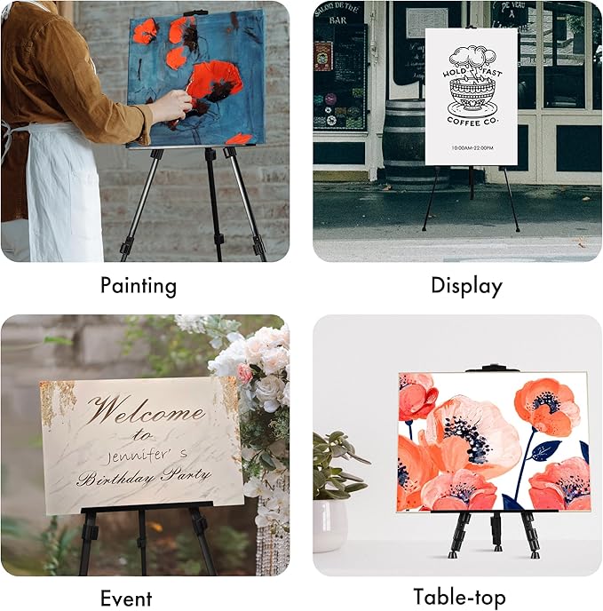 Artify 73 Inches Double Tier Easel Stand, Adjustable Height from 22-73”, 3 in 1, for Painting and Display with a Carrying Bag, 4PACK