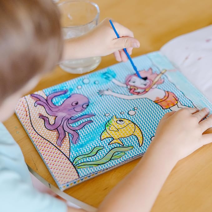 Melissa & Doug My First Paint With Water Kids' Art Pad With Paintbrush - Pirates, Space, Construction, and More