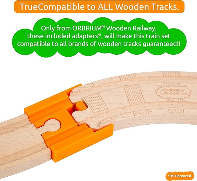 Orbrium Toys 110 Pcs Wooden Train Track Expansion Pack Compatible with Thomas Wooden Train, Brio, Thomas The Tank Engine