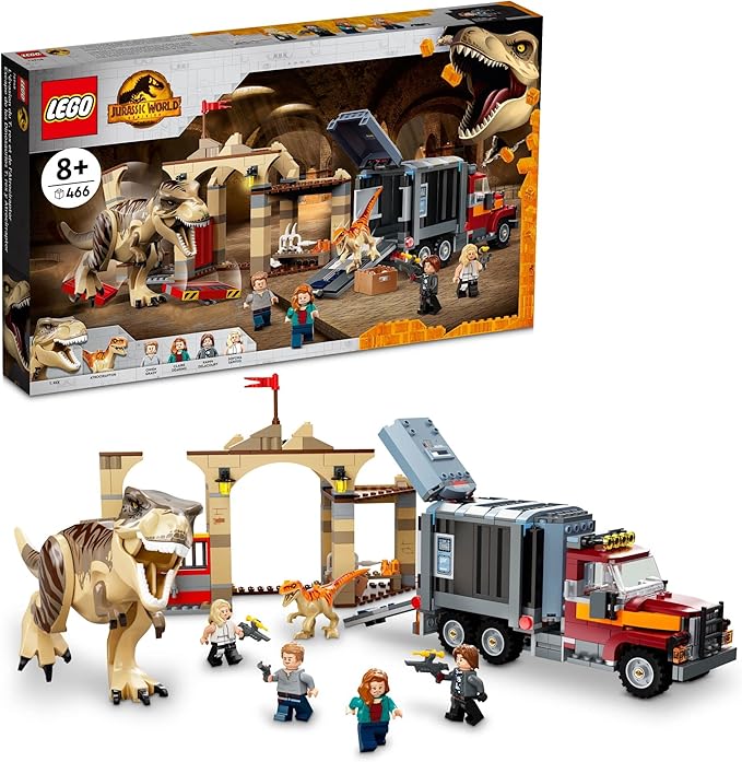 LEGO Jurassic World T. rex & Atrociraptor Dinosaur Breakout 76948 Dino Toy Set, Gift Toys for Kids Age 8 Plus with 4 Minifigures, Market and Truck, 2022 Movie Inspired